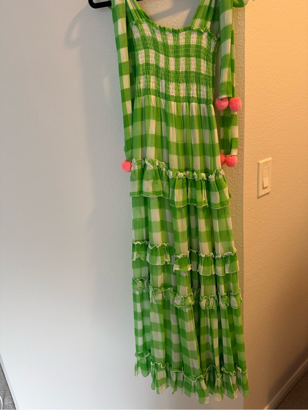 SUNDRESS Berenice Dress in Green GGT Lime & White Poms - Picture 6 of 9
